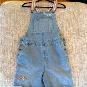 Super Cute Women's Denim Overalls with Rainbow Patch
